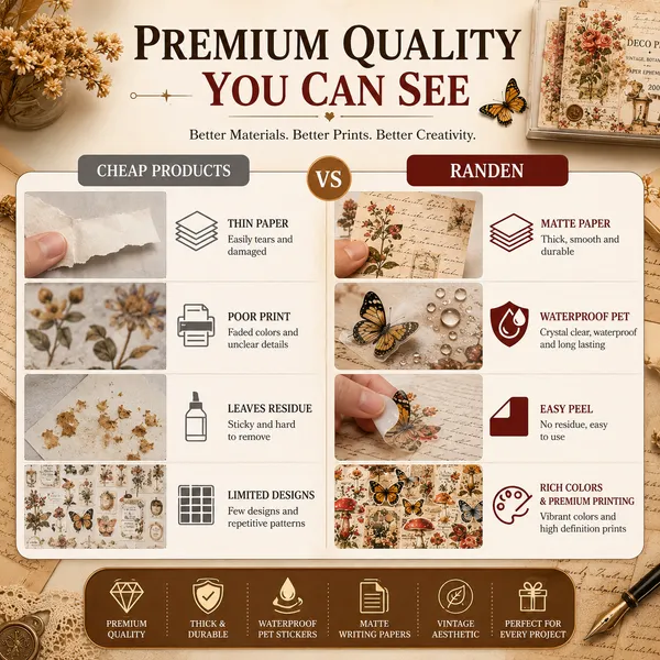 RANDEN_Vintage_Journal_Kit_500_PCS_-_Journaling_Supplies_Kit_with_200_Vintage_Journal_Stickers,_6_Washi_Sticker_Books,_Scrapbook_Paper,_Junk_Journal_Supplies,_Planner,_Collage_&_DIY_Craft_Kit
