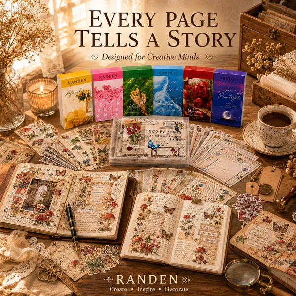 RANDEN_Vintage_Journal_Kit_500_PCS_-_Journaling_Supplies_Kit_with_200_Vintage_Journal_Stickers,_6_Washi_Sticker_Books,_Scrapbook_Paper,_Junk_Journal_Supplies,_Planner,_Collage_&_DIY_Craft_Kit