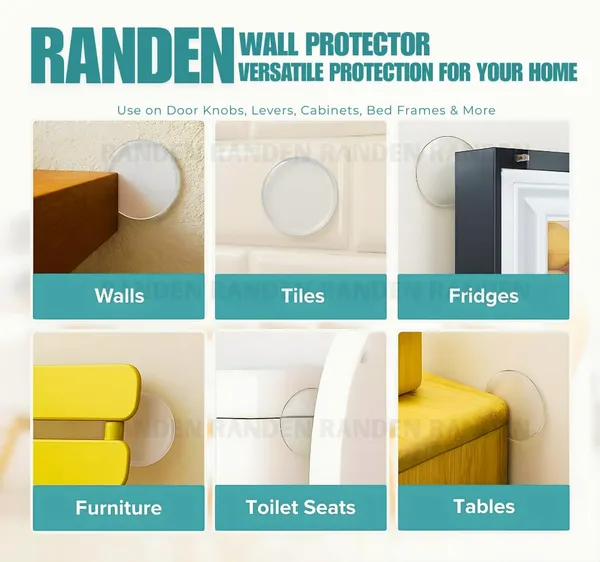 RANDEN_Washable_and_Reusable_Door_Knob_Wall_Protector_Transparent_Round_Silicone_Glossy_Door_Handle_Bumper_for_Doorknobs,_Door_Noise_Blocker,_Cabinets_Pack_of_6_Pcs_(4_CM,_Dome_Shape)
