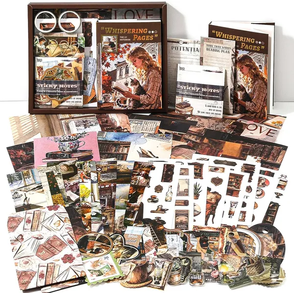 RANDEN_Whispering_Journaling_Kit,_346PCS_Vintage_Scrapbook_&_Stationery_Set_with_Aesthetic_Stickers,_Ephemera_Pack_and_Journal_Supplies_for_Bullet_Journals,_Planners,_Albums_&_Creative_Crafts_(WISHPERING)