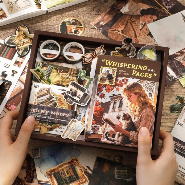 RANDEN_Whispering_Journaling_Kit,_346PCS_Vintage_Scrapbook_&_Stationery_Set_with_Aesthetic_Stickers,_Ephemera_Pack_and_Journal_Supplies_for_Bullet_Journals,_Planners,_Albums_&_Creative_Crafts_(WISHPERING)