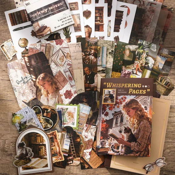 RANDEN_Whispering_Journaling_Kit,_346PCS_Vintage_Scrapbook_&_Stationery_Set_with_Aesthetic_Stickers,_Ephemera_Pack_and_Journal_Supplies_for_Bullet_Journals,_Planners,_Albums_&_Creative_Crafts_(WISHPERING)