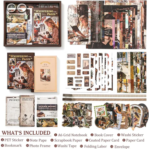 RANDEN_Whispering_Journaling_Kit,_346PCS_Vintage_Scrapbook_&_Stationery_Set_with_Aesthetic_Stickers,_Ephemera_Pack_and_Journal_Supplies_for_Bullet_Journals,_Planners,_Albums_&_Creative_Crafts_(WISHPERING)