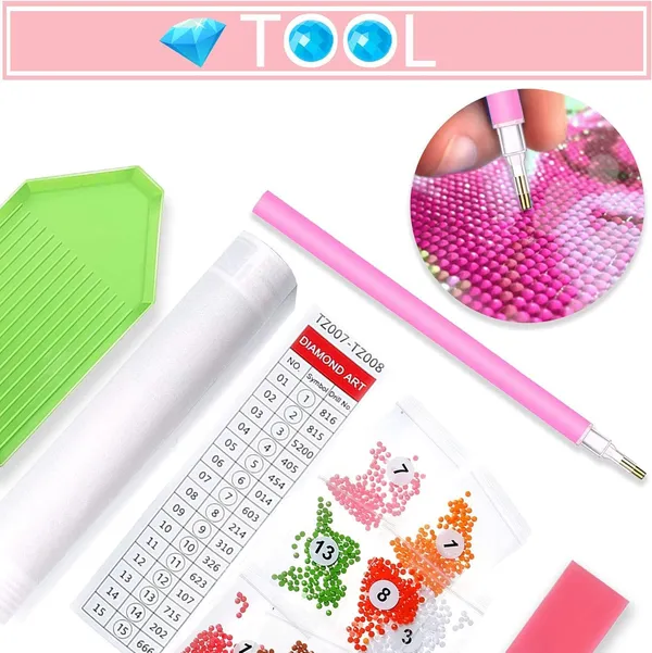 Multicolor_Diamond_Art_Kit,_5D_Diamond_Painting_Kit,Bridge_Peach_Tree_Spring_Pool_Lotus_Pond_5D_Diamond_Painting_Set,_Perfect_For_Relaxation_And_Home_Wall_Decor_30X40_Cm