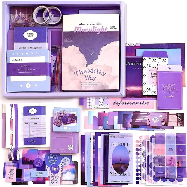 Moonlight_346Pcs_Journal_Supplies_Kit_Purple_Aesthetic_Scrapbook_Stickers,_Art_Journal_Pack,_Bullet_Planner_Diy_Decoration_Paper,_Vintage_Notebook_Craft_Kit_With_Washi_Tapes_And_Ephemera_(Moonlight)