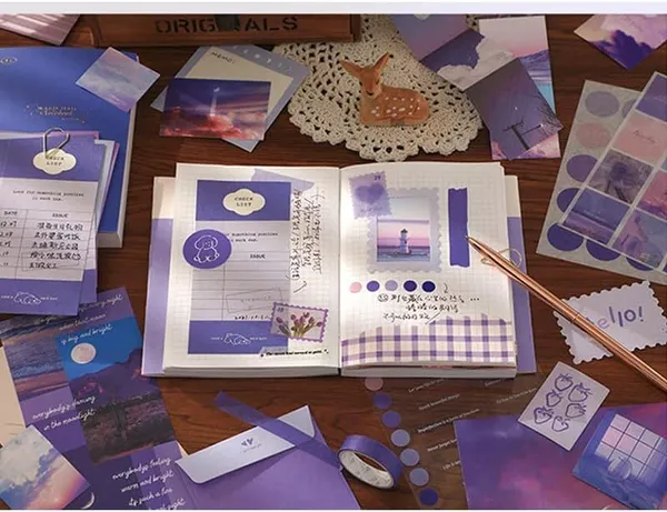 Moonlight_346Pcs_Journal_Supplies_Kit_Purple_Aesthetic_Scrapbook_Stickers,_Art_Journal_Pack,_Bullet_Planner_Diy_Decoration_Paper,_Vintage_Notebook_Craft_Kit_With_Washi_Tapes_And_Ephemera_(Moonlight)