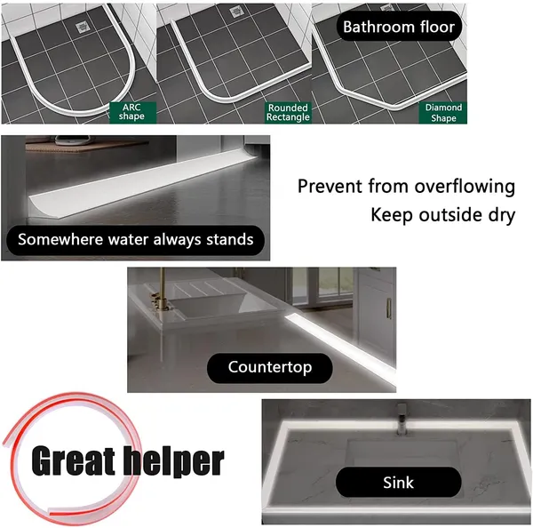 White_Self-Adhesive_Silicone_Water_Stopper_Strip_-_Collapsible_Threshold_Barrier_Strip_For_Dry_&_Wet_Separation,_Sink_Water_Splash_Guard,_Bathroom_Water_Stopper_(_3_Meter)