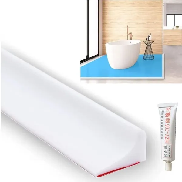 White_Self-Adhesive_Silicone_Water_Stopper_Strip_-_Collapsible_Threshold_Barrier_Strip_For_Dry_&_Wet_Separation,_Sink_Water_Splash_Guard,_Bathroom_Water_Stopper_(_3_Meter)