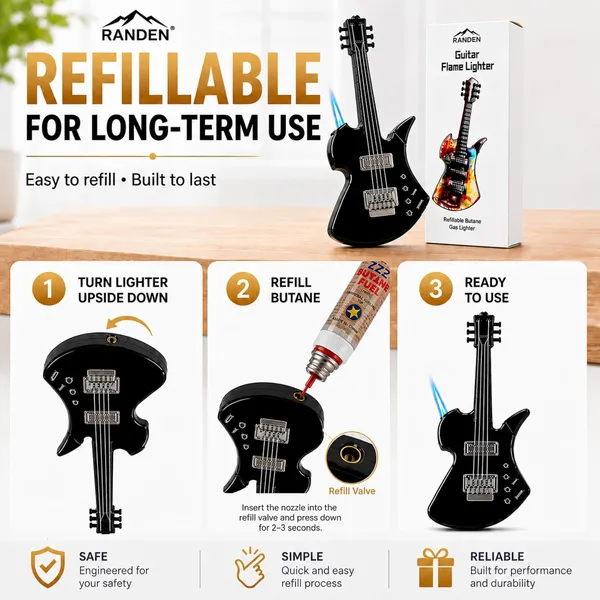 Randen_Guitar_Flame_Lighter,_Refillable_Butane_Torch,_Novelty_Gift_