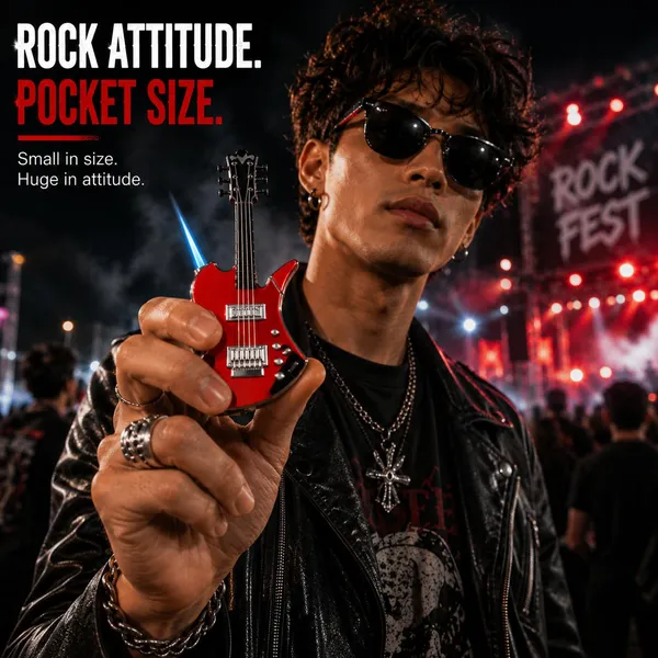 Randen_Guitar_Flame_Lighter,_Refillable_Butane_Torch,_Novelty_Gift_(Red)