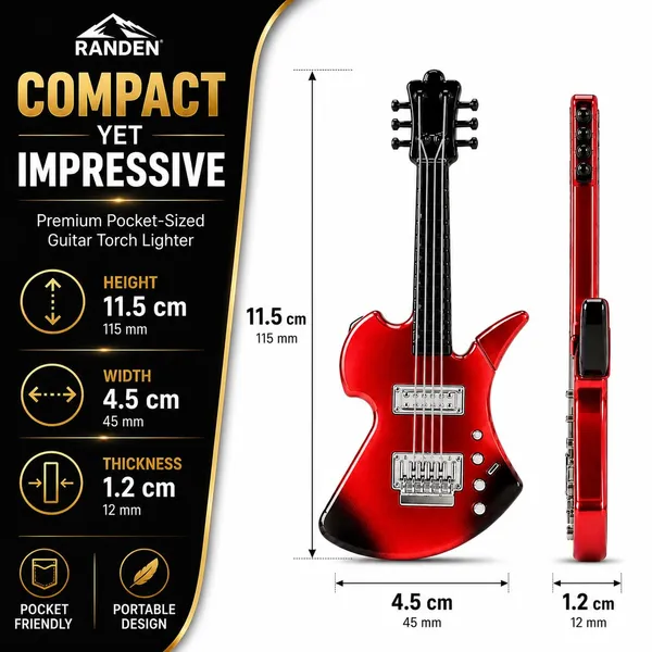 Randen_Guitar_Flame_Lighter,_Refillable_Butane_Torch,_Novelty_Gift_(Red)