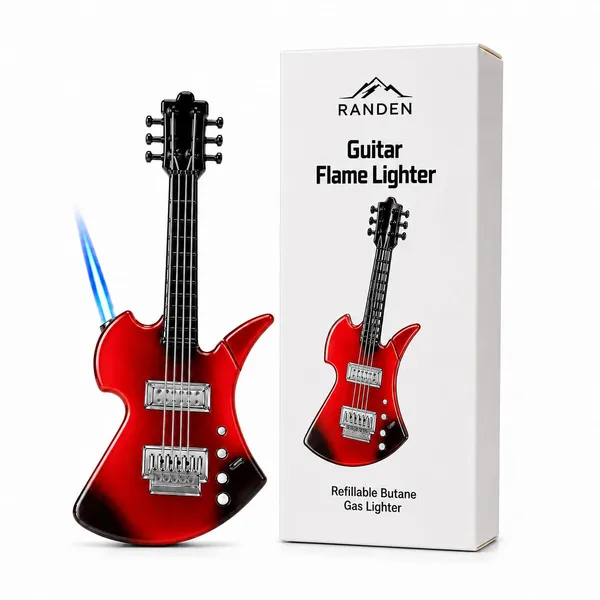Randen_Guitar_Flame_Lighter,_Refillable_Butane_Torch,_Novelty_Gift_(Red)