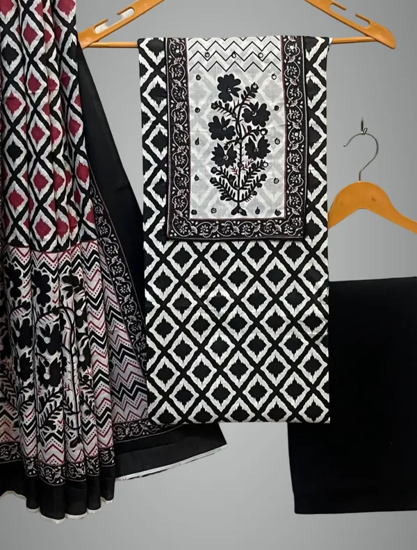 Black_&_White_Soft_Cotton_Unstitched_Dress_Material_Suit_For_Women