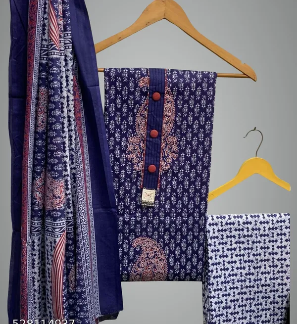 Navy_Blue_Soft_Cotton_Unstitched_Dress_Material_Suit_For_Women