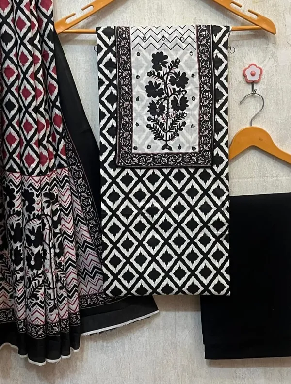 Black_&_White_Soft_Cotton_Unstitched_Dress_Material_Suit_For_Women