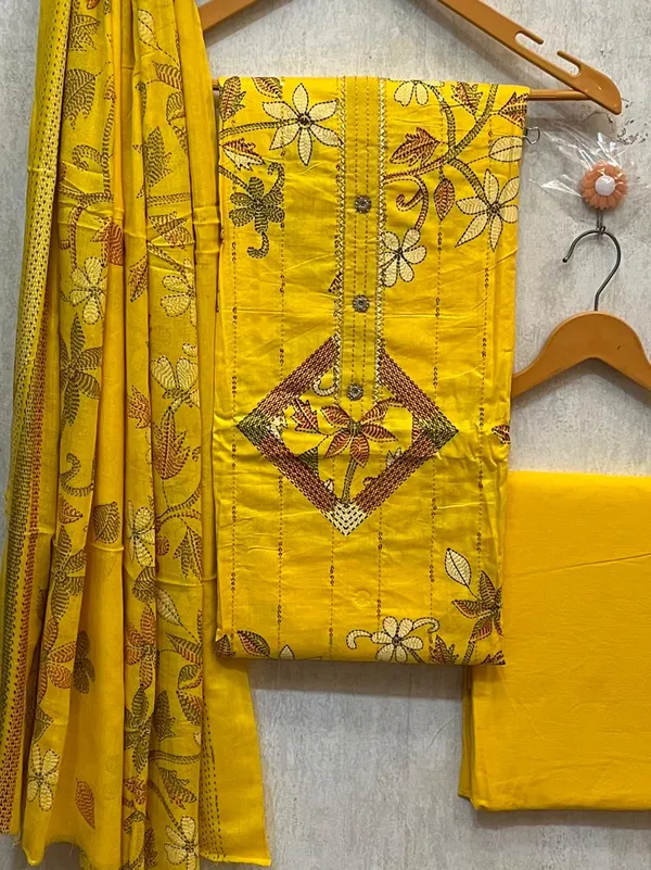 Airs Fashion Yellow Soft Cotton Unstitched Dress Material Suit For Women  Price in India - Buy Airs Fashion Yellow Soft Cotton Unstitched Dress  Material Suit For Women online at https://airsfashion.in