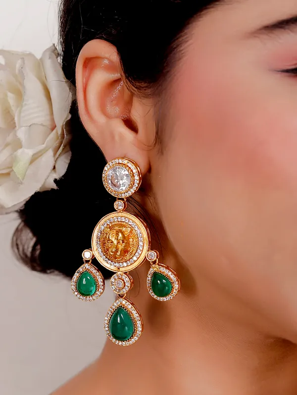 Green_Premium_Handcrafted_Designer_Gold-Toned_Earrings_Set_For_Women