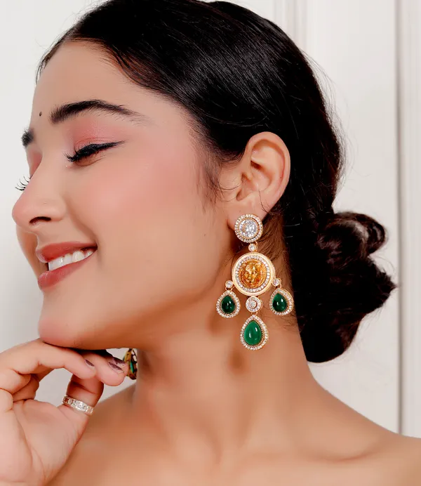 Green_Premium_Handcrafted_Designer_Gold-Toned_Earrings_Set_For_Women