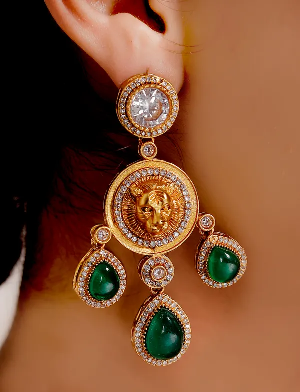 Green_Premium_Handcrafted_Designer_Gold-Toned_Earrings_Set_For_Women