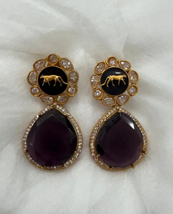 Wine_Premium_Handcrafted_Designer_Gold_Toned_Earrings_Set_For_Women