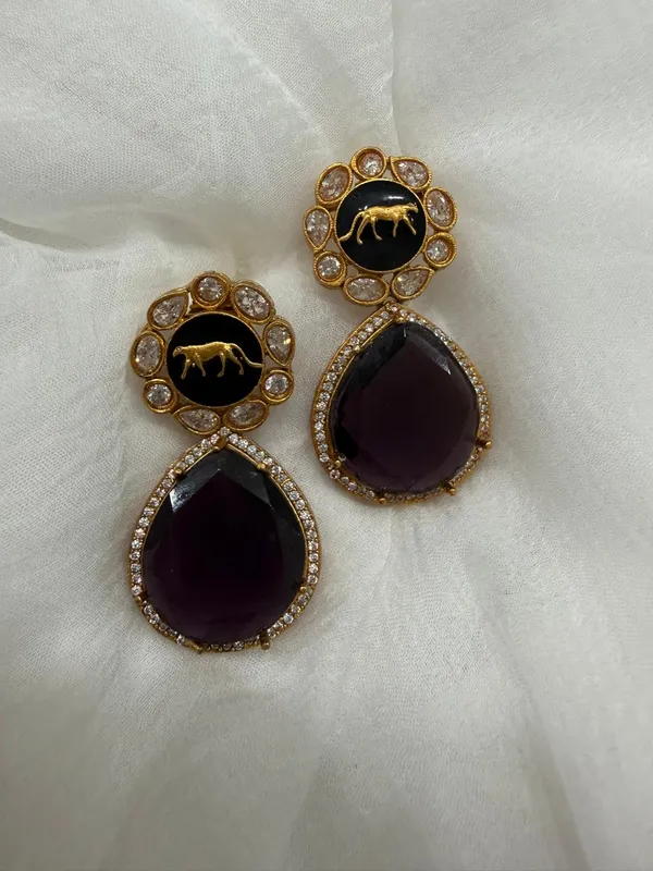 Wine_Premium_Handcrafted_Designer_Gold_Toned_Earrings_Set_For_Women