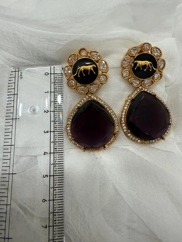 Wine_Premium_Handcrafted_Designer_Gold_Toned_Earrings_Set_For_Women