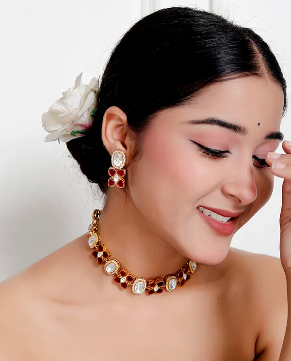 Maroon_Premium_Handcrafted_Designer_Golden_Necklace_With_Matching_Earrings_Set_For_Women