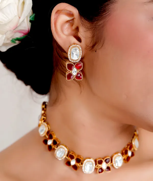 Maroon_Premium_Handcrafted_Designer_Golden_Necklace_With_Matching_Earrings_Set_For_Women