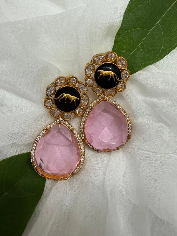 Pink_Premium_Handcrafted_Designer_Gold_Toned_Earrings_Set_For_Women