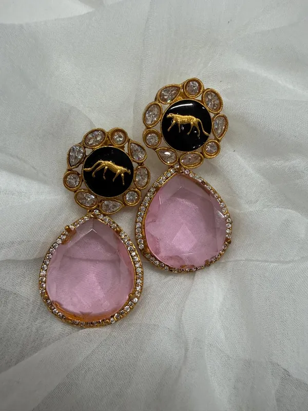 Pink_Premium_Handcrafted_Designer_Gold_Toned_Earrings_Set_For_Women