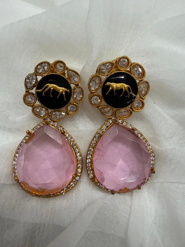 Pink_Premium_Handcrafted_Designer_Gold_Toned_Earrings_Set_For_Women