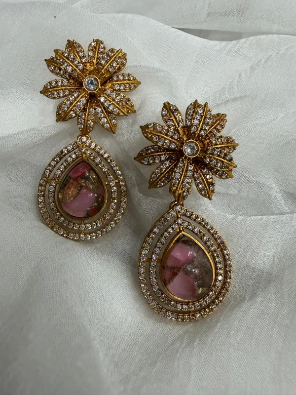 Pink_Premium_Handcrafted_Designer_Gold-Toned_Earrings_Set_For_Women
