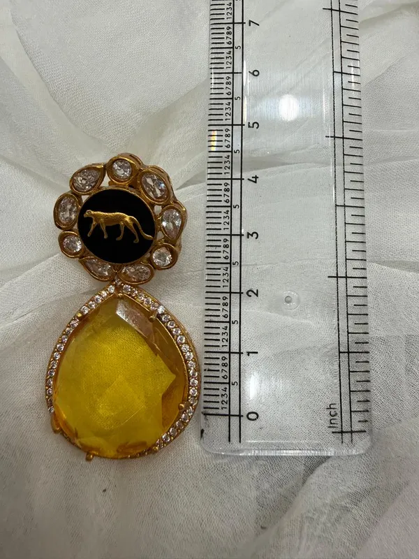 Yellow_Premium_Handcrafted_Designer_Gold-Toned_Earrings_Set_For_Women