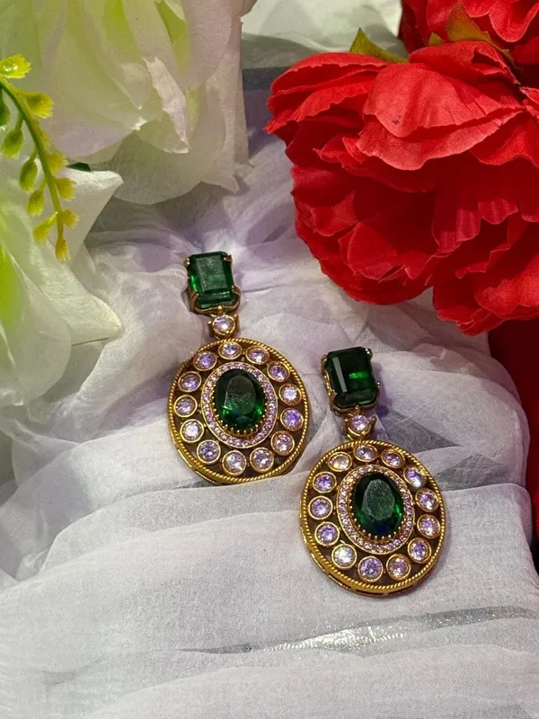 Green_Premium_Handcrafted_Designer_Gold-Toned_Earrings_Set_For_Women