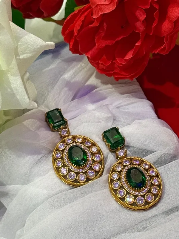 Green_Premium_Handcrafted_Designer_Gold-Toned_Earrings_Set_For_Women