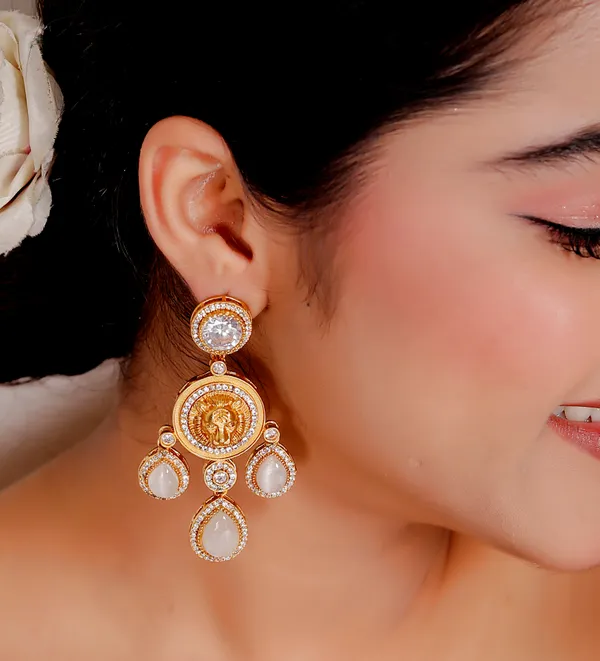White_Premium_Handcrafted_Designer_Gold-Toned_Earrings_Set_For_Women