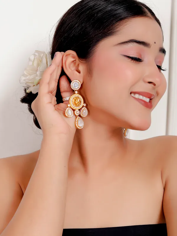 White_Premium_Handcrafted_Designer_Gold-Toned_Earrings_Set_For_Women