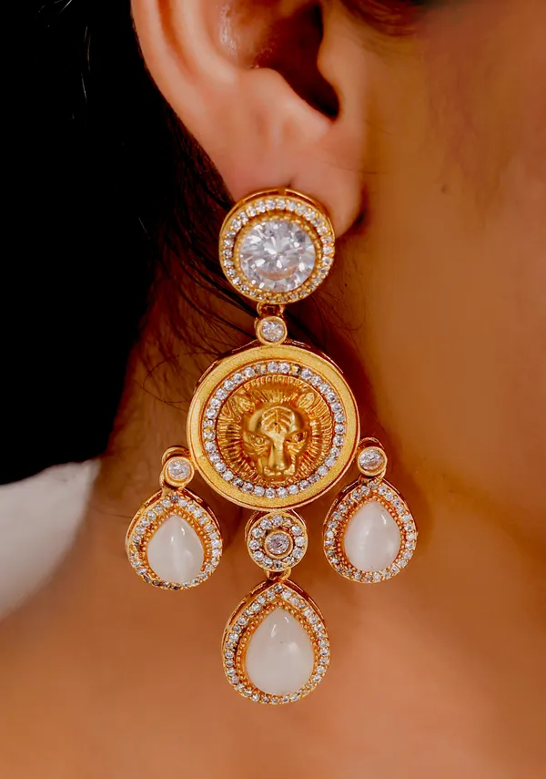 White_Premium_Handcrafted_Designer_Gold-Toned_Earrings_Set_For_Women