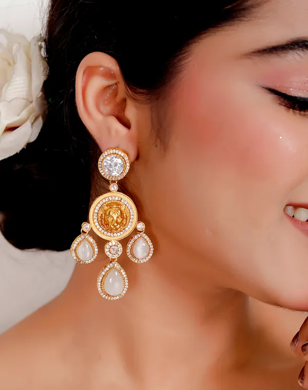 White_Premium_Handcrafted_Designer_Gold-Toned_Earrings_Set_For_Women