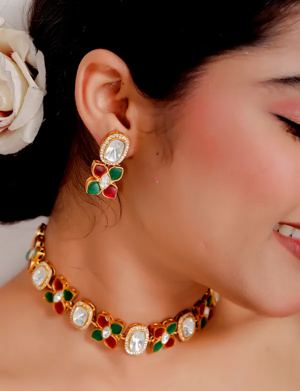 Multicolor_Premium_Handcrafted_Designer_Golden_Necklace_With_Matching_Earrings_Set_For_Women