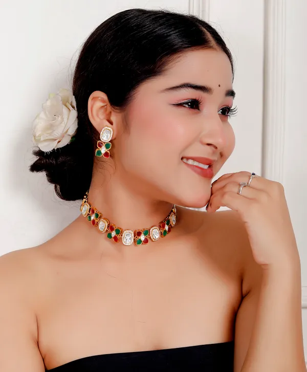 Multicolor_Premium_Handcrafted_Designer_Golden_Necklace_With_Matching_Earrings_Set_For_Women