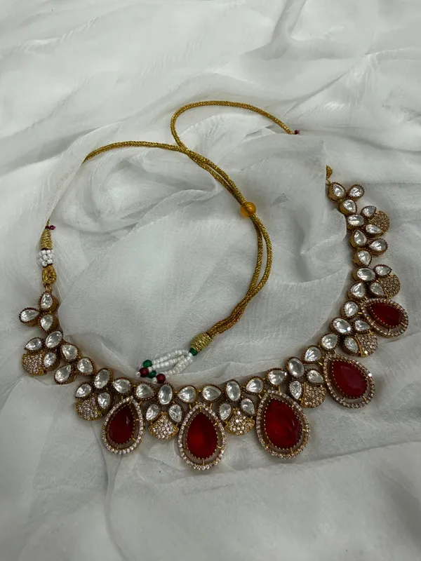 Maroon_Premium_Handcrafted_Designer_Golden_Necklace_With_Matching_Earrings_Set_For_Women