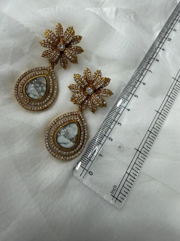 White_Premium_Handcrafted_Designer_Gold-Toned_Earrings_Set_For_Women
