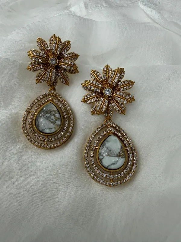 White_Premium_Handcrafted_Designer_Gold-Toned_Earrings_Set_For_Women