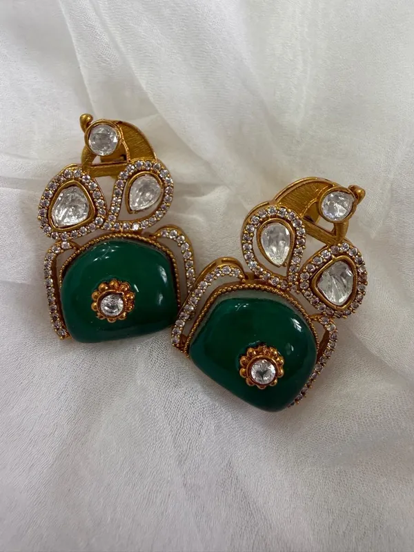 Green_Premium_Handcrafted_Designer_Gold-Toned_Earrings_Set_For_Women