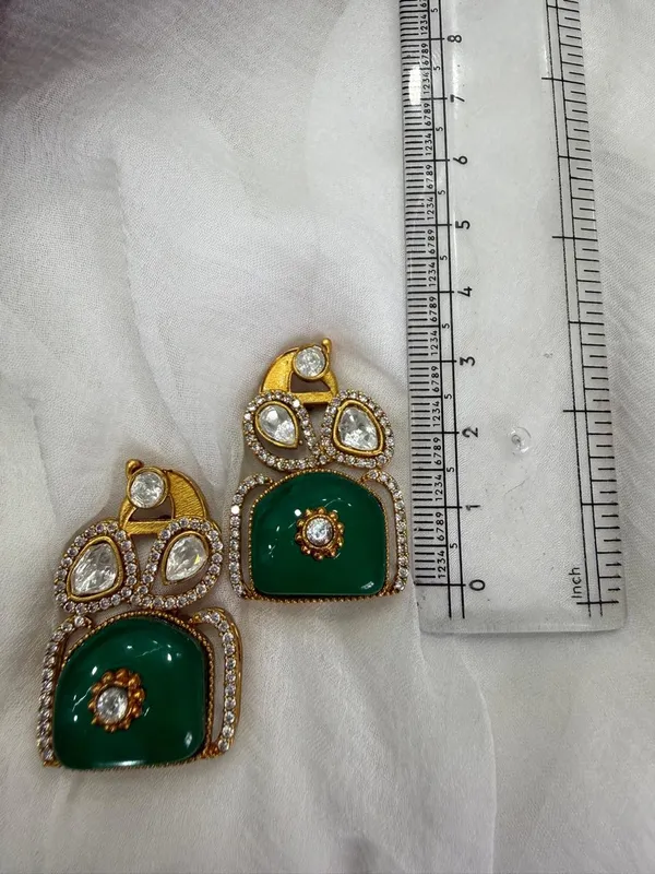 Green_Premium_Handcrafted_Designer_Gold-Toned_Earrings_Set_For_Women