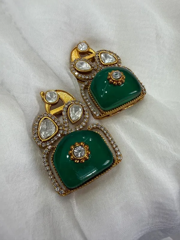 Green_Premium_Handcrafted_Designer_Gold-Toned_Earrings_Set_For_Women