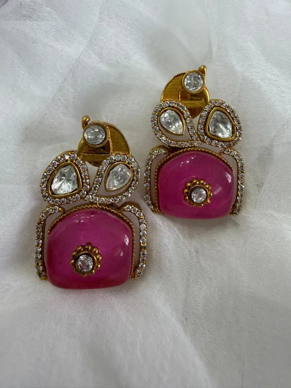 Pink_Premium_Handcrafted_Designer_Gold-Toned_Earrings_Set_For_Women