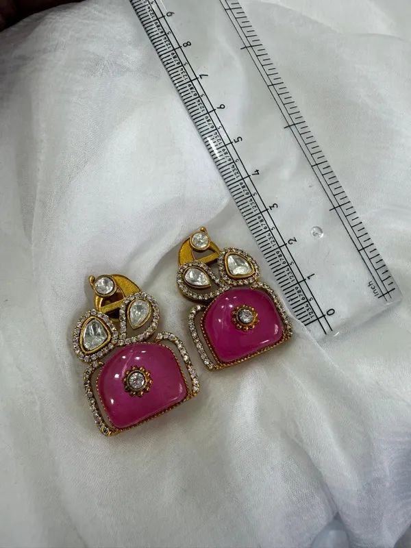 Pink_Premium_Handcrafted_Designer_Gold-Toned_Earrings_Set_For_Women