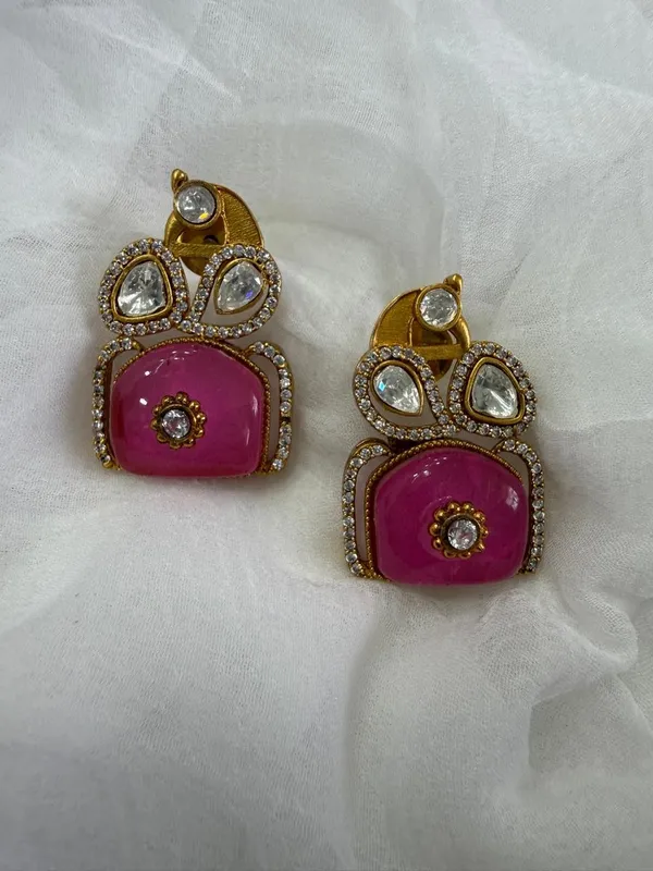 Pink_Premium_Handcrafted_Designer_Gold-Toned_Earrings_Set_For_Women